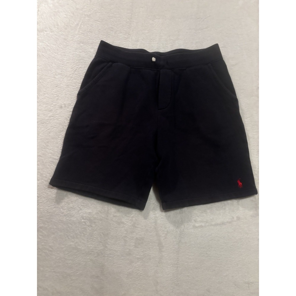 Polo Ralph Lauren Boys Navy Fleece Cotton Drawstring Shorts Pockets L 14-16
